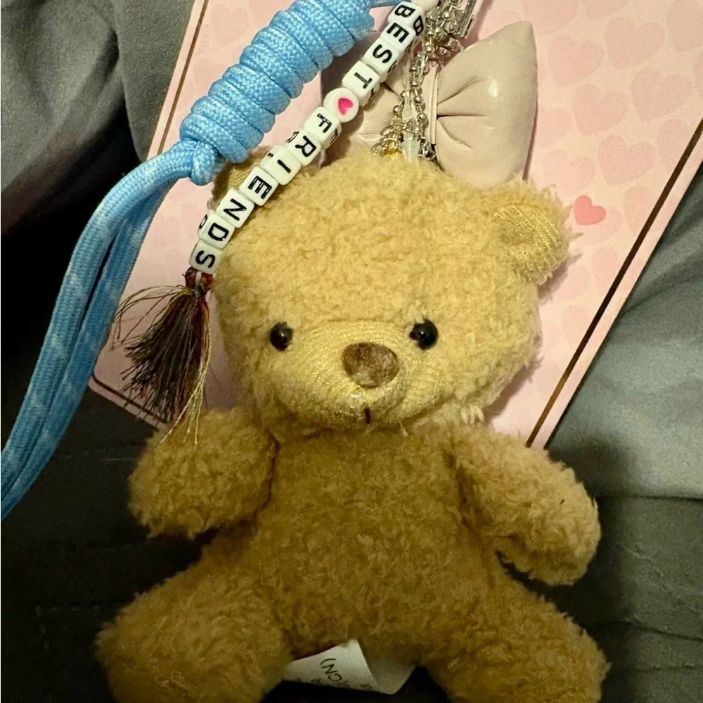 BAG CHARM Dream Pink- BEST FRIENDS LRG Teddy bear W/bow &accessories keychain